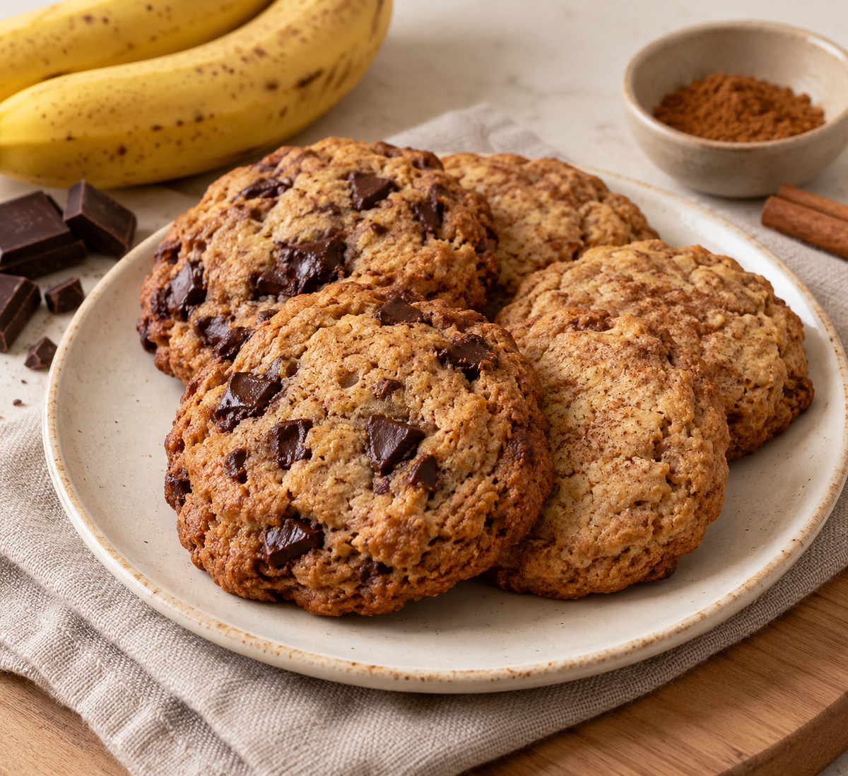 Galletas con trozos de chocolate sobre un plato